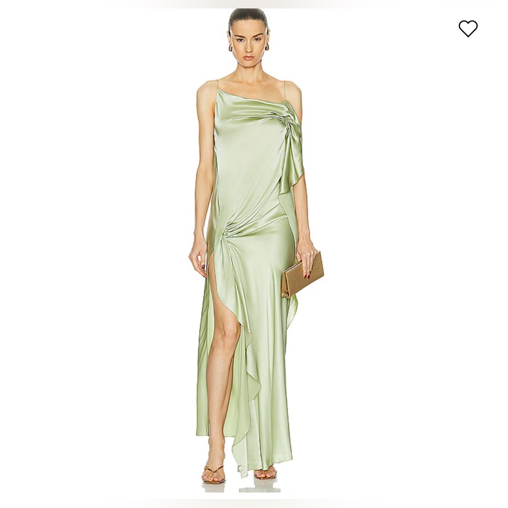 Christopher Esber Green Asymmetrical Tiered Gown